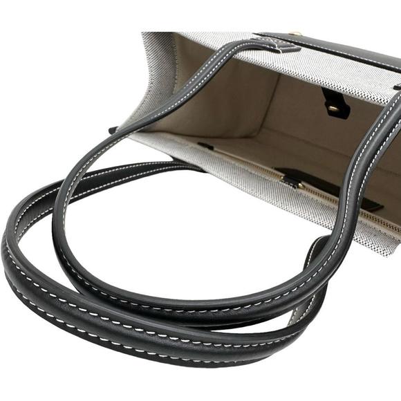 Burberry Freya Tote Logo Print Handbag Canvas Leather Grey Black - Picture 4 of 10